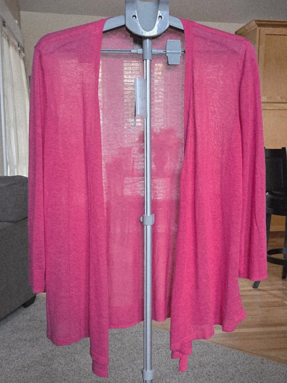 NWT Chicos's sz 3 ( XL / 16 ) hot pink open front convertible sweater cardigan